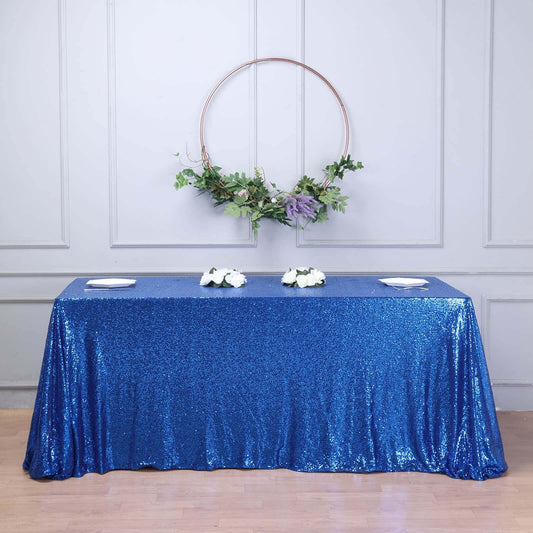 Royal Blue Seamless Premium Sequin Rectangle Tablecloth 90x156"