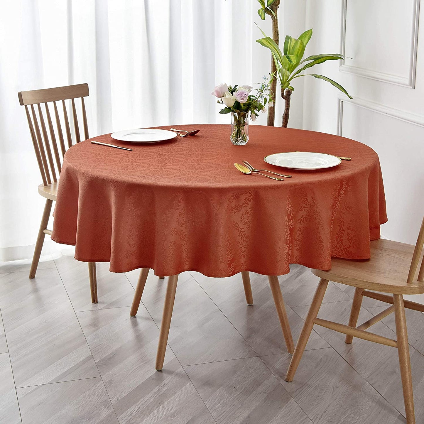 Jacquard Table Cloth Damask Pattern Rectangle 52 x 70 Inch Sage Green