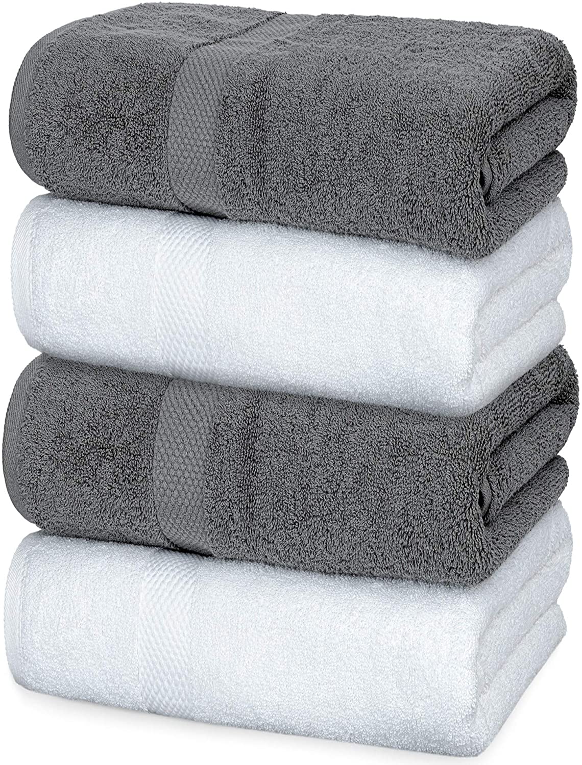 Luxury White Bath Towels Large | 27x54 Inch | Set of 4