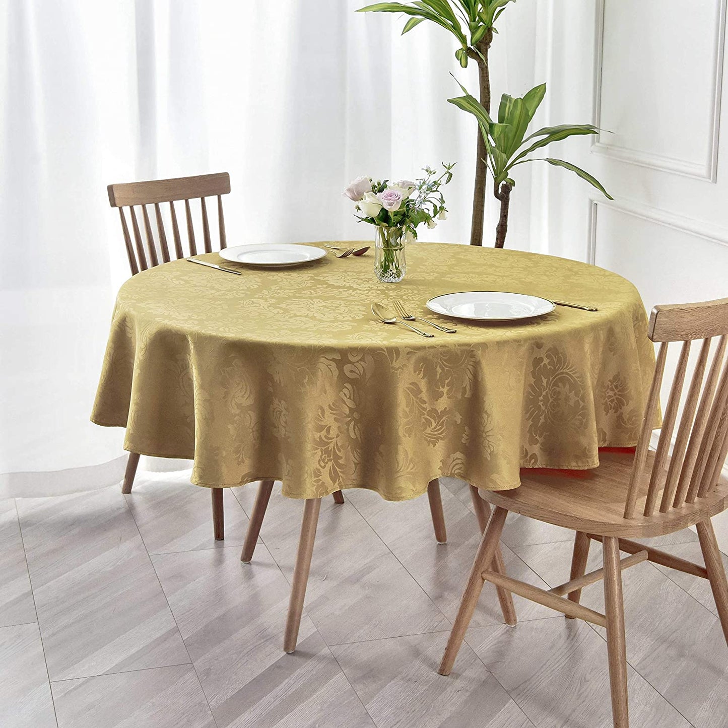 Jacquard Table Cloth Damask Pattern Rectangle 52 x 70 Inch Sage Green