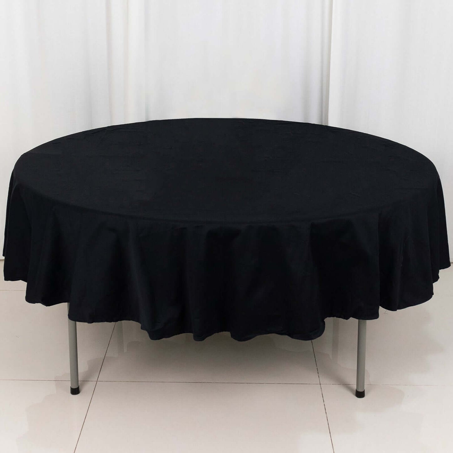 Black Round 100% Cotton Linen Seamless Tablecloth 90"