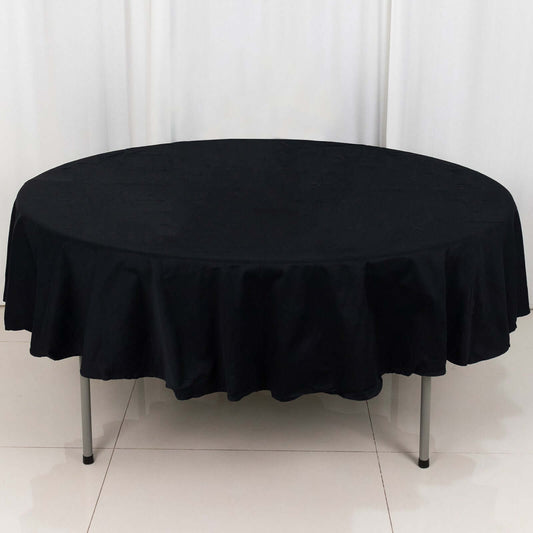 Black Round 100% Cotton Linen Seamless Tablecloth 90"