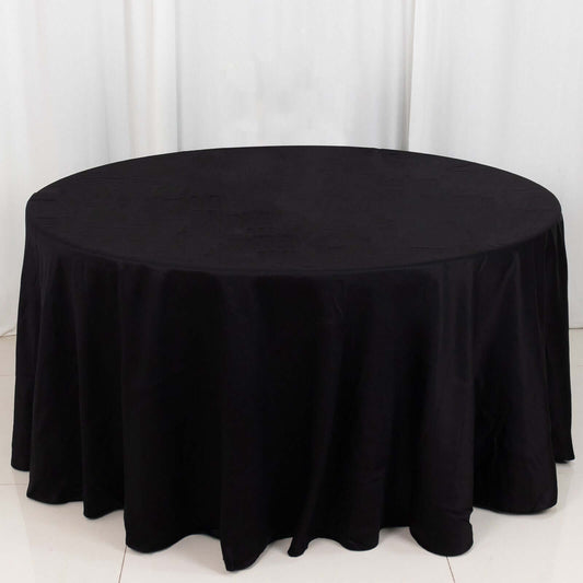 Black Round 100% Cotton Linen Seamless Tablecloth 120"