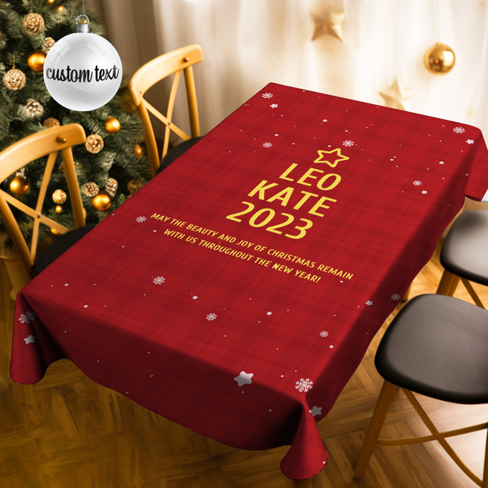 Custom Family Names Christmas Tree Tablecloth Personalized Table Cover Christmas Day Gifts