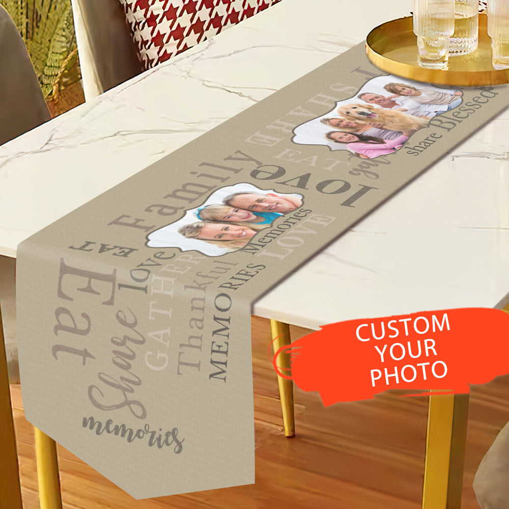 Personalized Photo Table Runner Custom Khaki Table Runner Home Decor