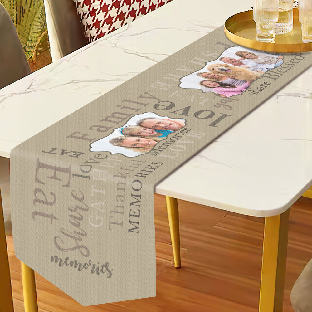 Personalized Photo Table Runner Custom Khaki Table Runner Home Decor