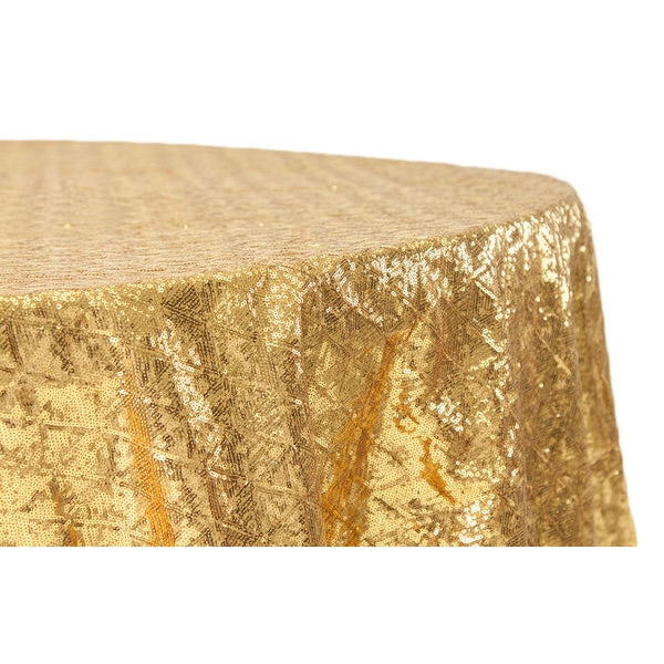 Diamond Glitz Sequins 120" Round Tablecloth - Gold