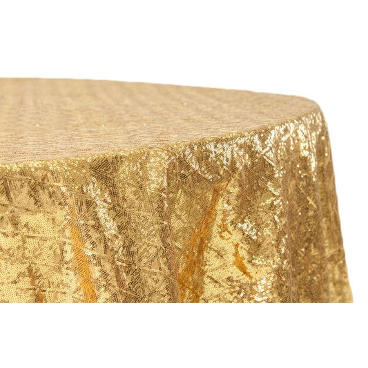 Diamond Glitz Sequins 120" Round Tablecloth - Gold