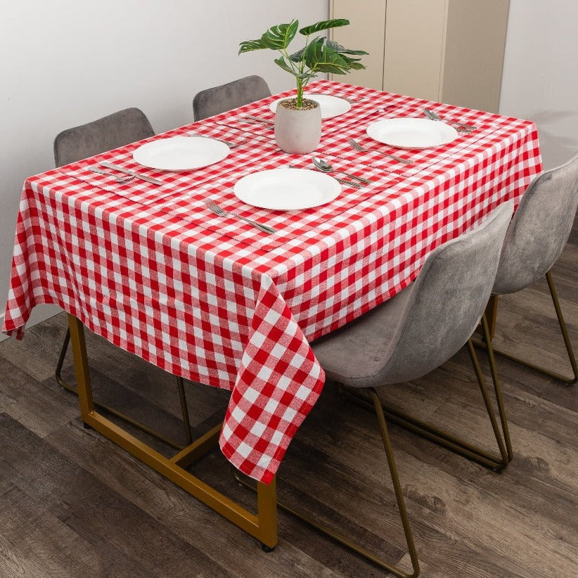 Farmhouse Red & White Plaid Table Cloth (Different Sizes Available)