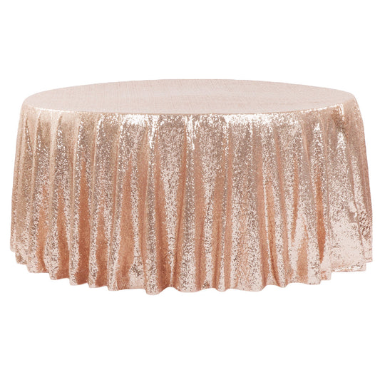 Glitz Sequins 108" Round Tablecloth - Blush/Rose Gold