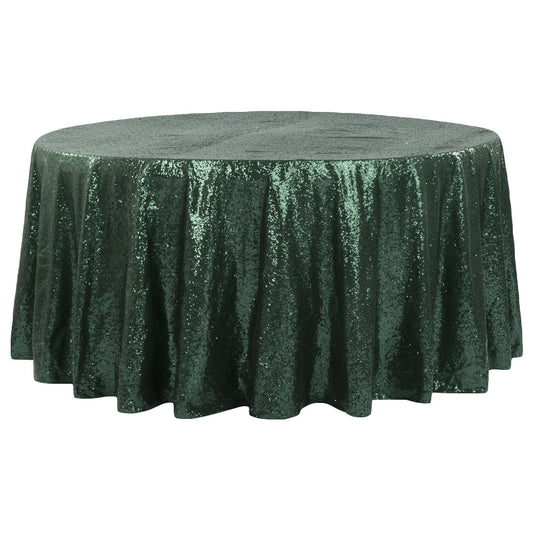 Glitz Sequins 108" Round Tablecloth - Emerald Green