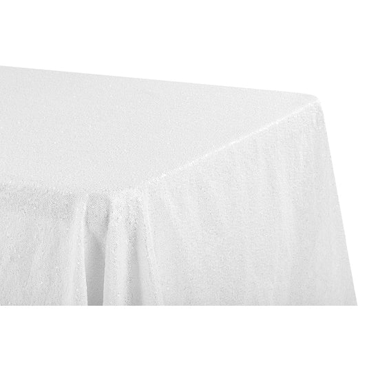Glitz Sequin 90"x132" Rectangular Tablecloth - White