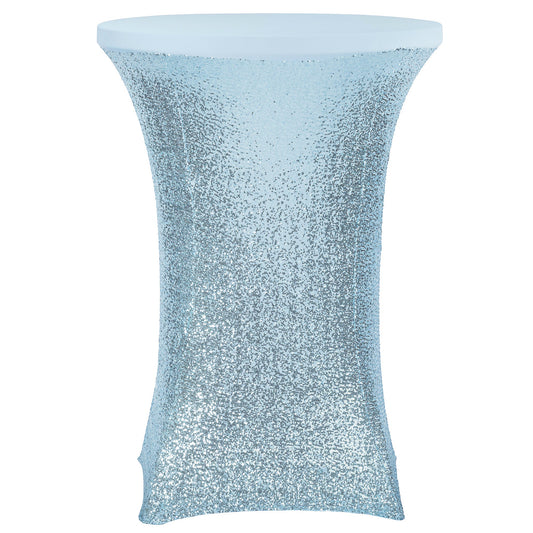Glitz Sequin Spandex Cocktail Table Cover 30"-32" Round - Baby Blue