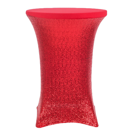 Glitz Sequin Spandex Cocktail Table Cover 30"-32" Round - Red