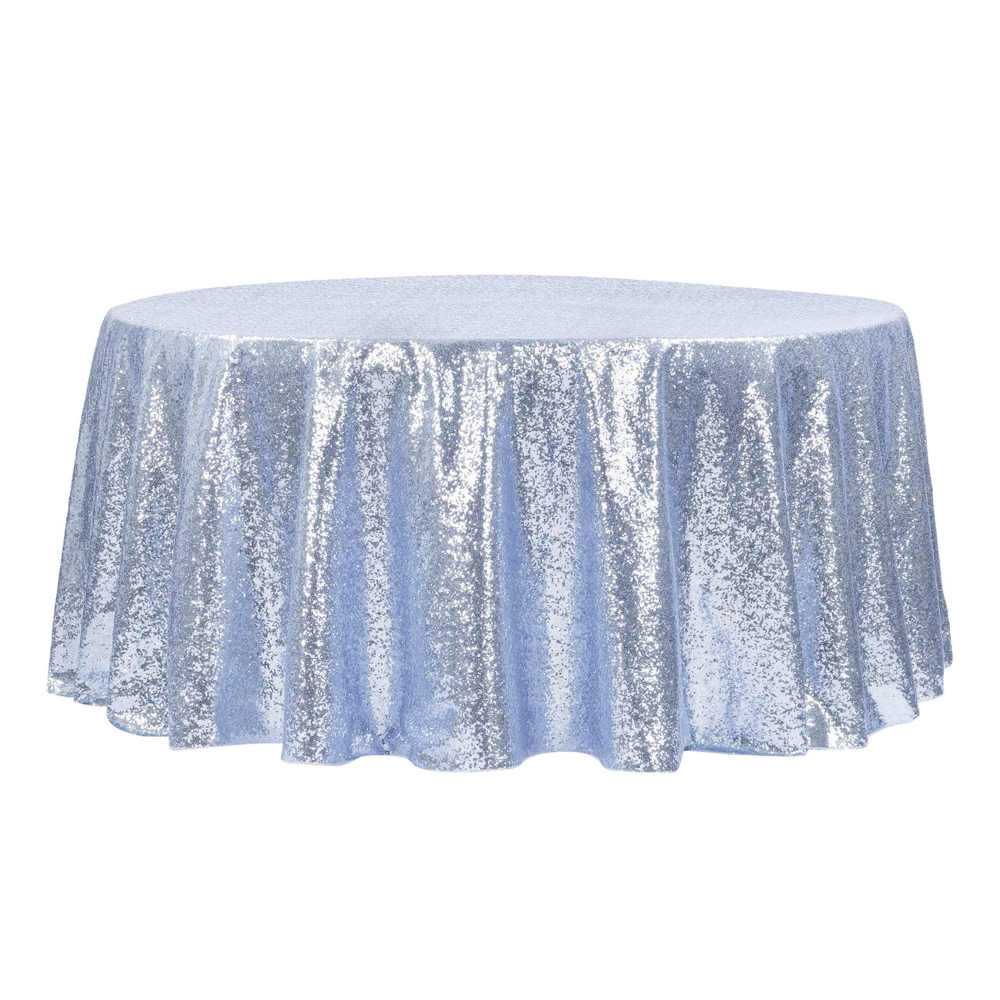 Glitz Sequins 132" Round Tablecloth - Dusty Blue