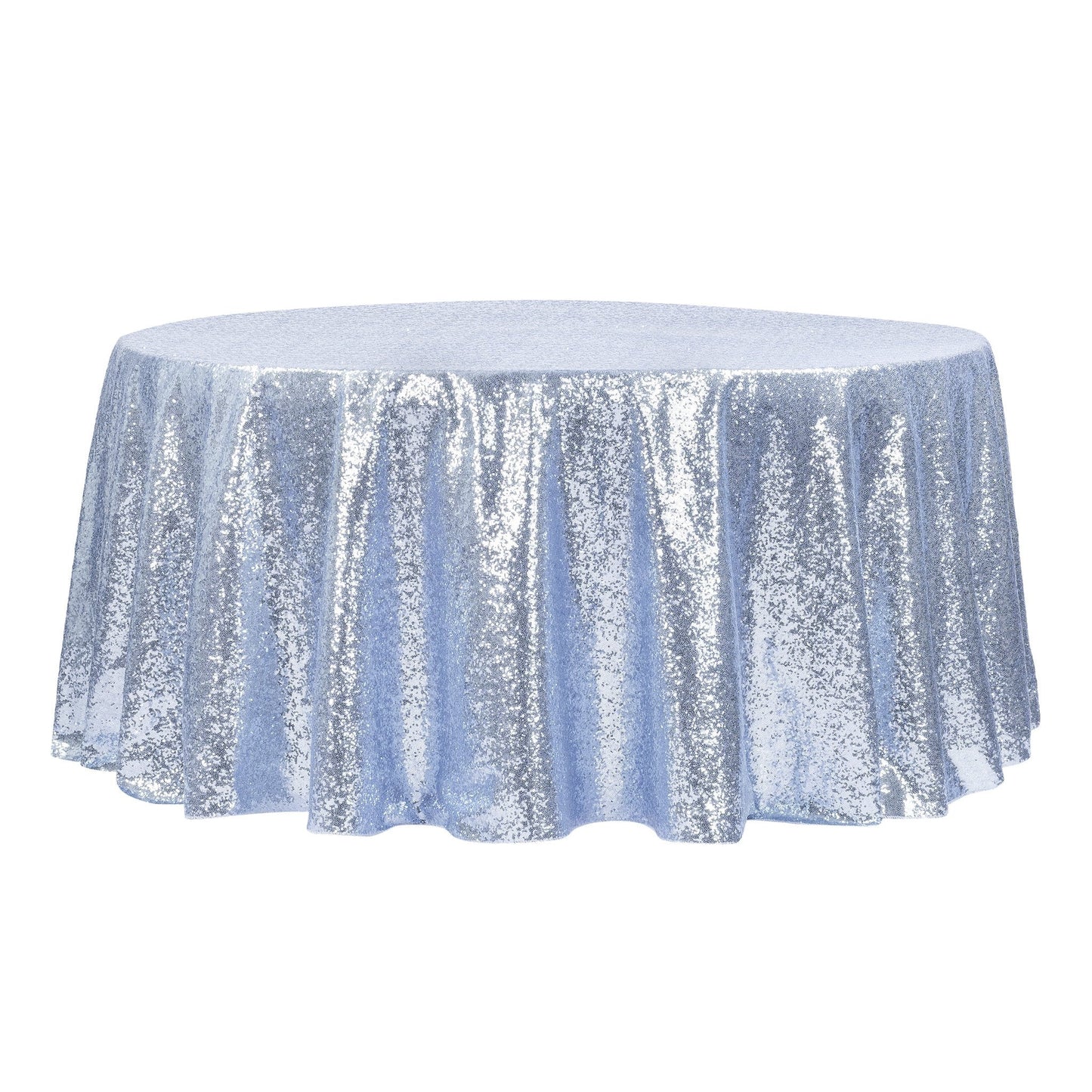 Glitz Sequins 120" Round Tablecloth - Dusty Blue