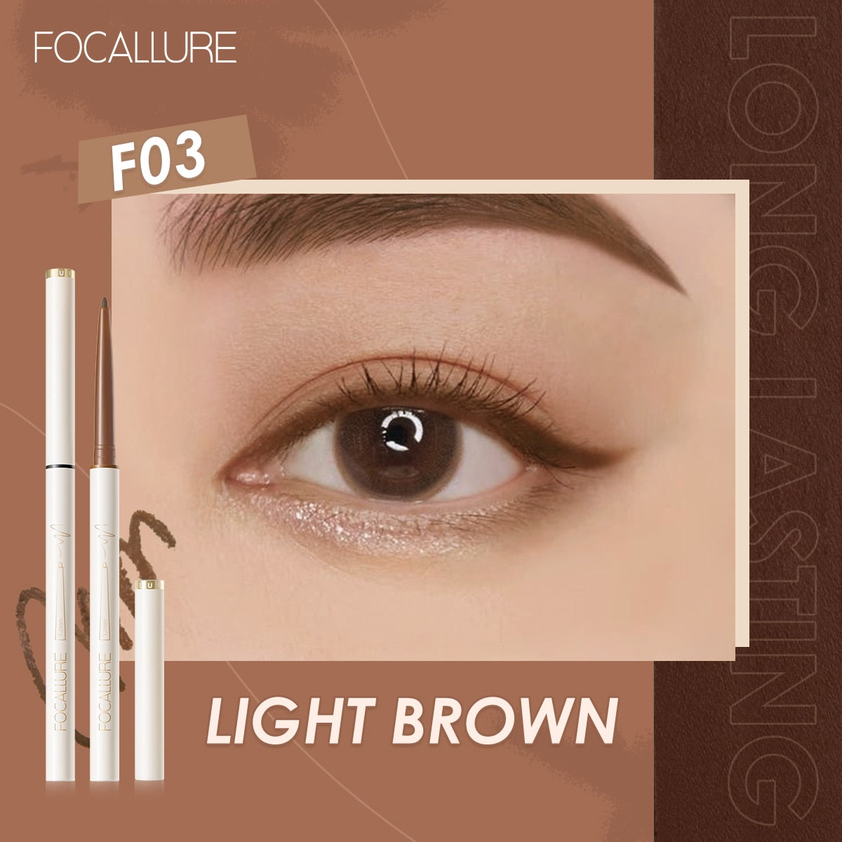 FOCALLURE Waterproof Eyeliner Gel Pencil Red Brown Ultra-slim 1.7mm Soft Easy Wear High Pigment Professional Lasting Eyes Makeup - YourStore