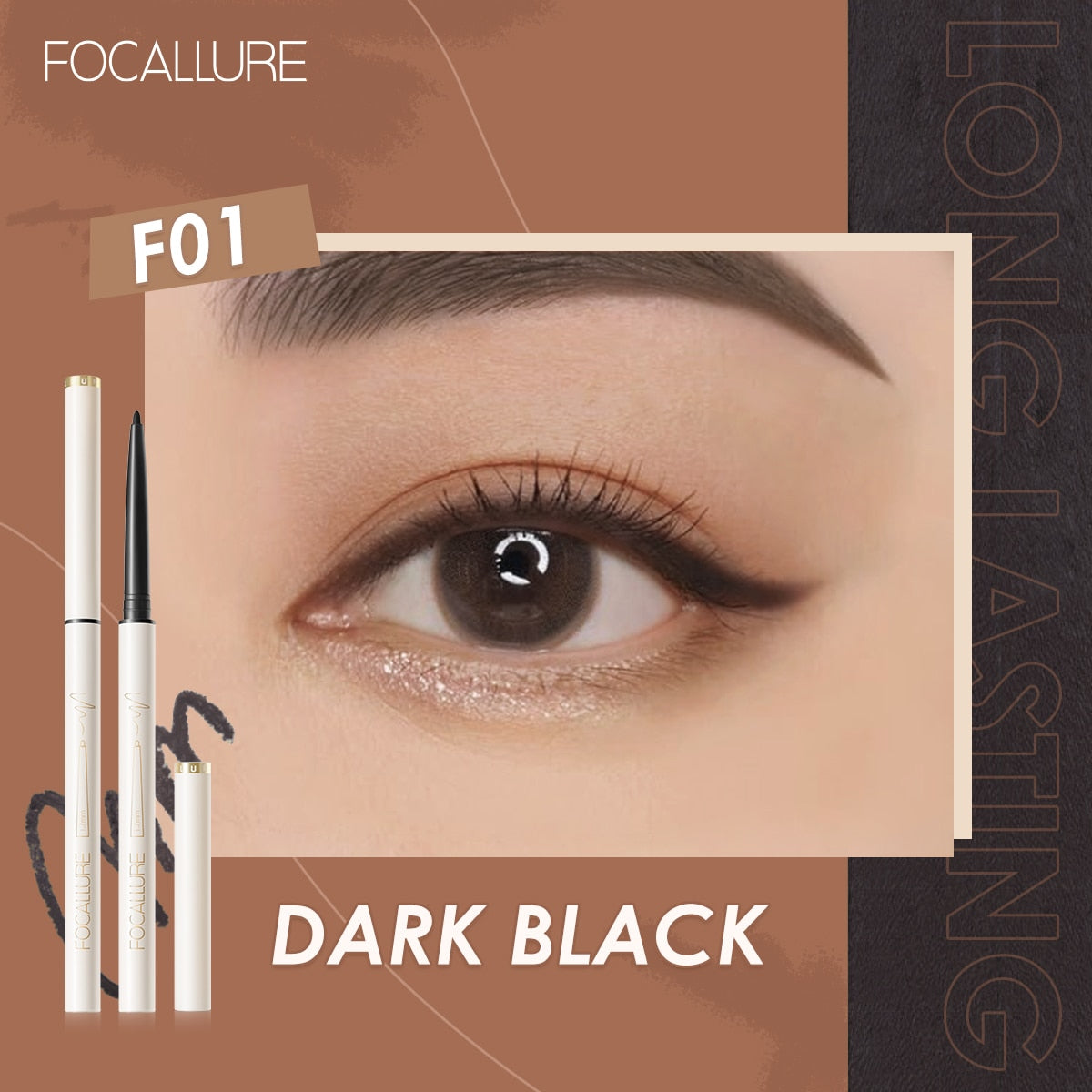 FOCALLURE Waterproof Eyeliner Gel Pencil Red Brown Ultra-slim 1.7mm Soft Easy Wear High Pigment Professional Lasting Eyes Makeup - YourStore