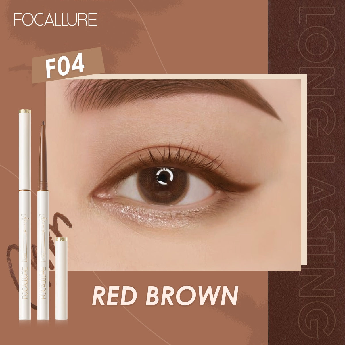 FOCALLURE Waterproof Eyeliner Gel Pencil Red Brown Ultra-slim 1.7mm Soft Easy Wear High Pigment Professional Lasting Eyes Makeup - YourStore