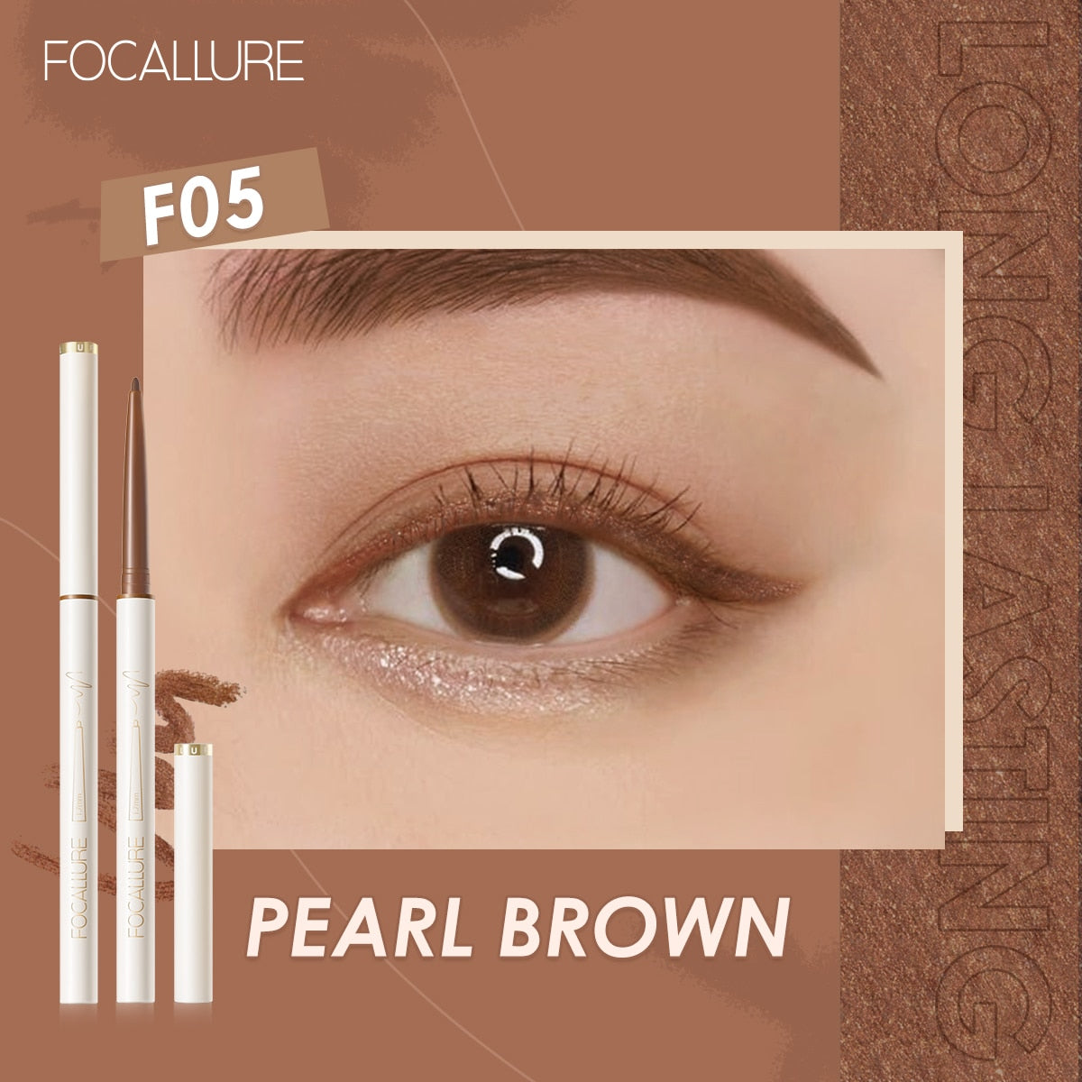 FOCALLURE Waterproof Eyeliner Gel Pencil Red Brown Ultra-slim 1.7mm Soft Easy Wear High Pigment Professional Lasting Eyes Makeup - YourStore