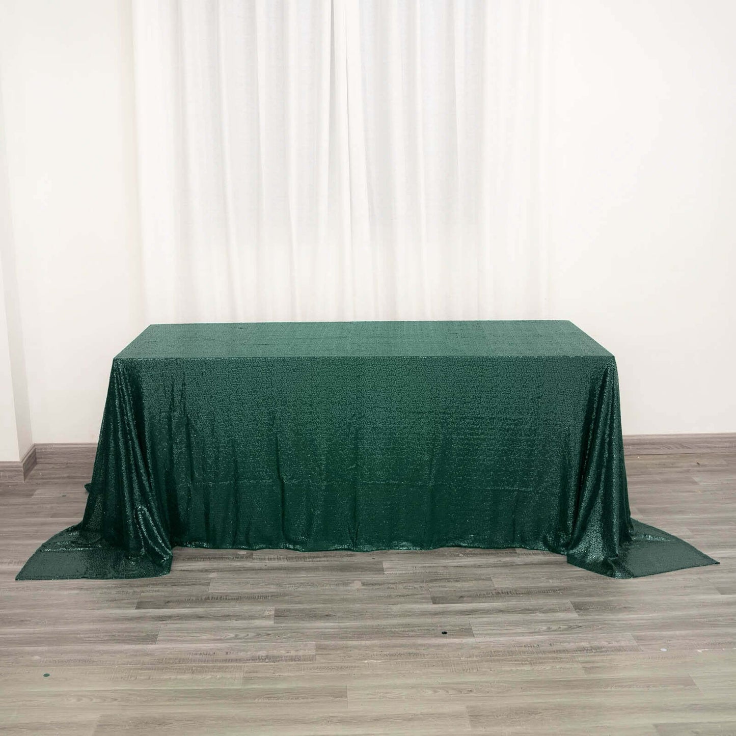 Hunter Emerald Green Seamless Premium Sequin Rectangle Tablecloth 90"x132"