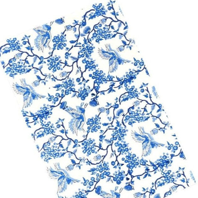 Toile de Jouy Birds Blue Runner