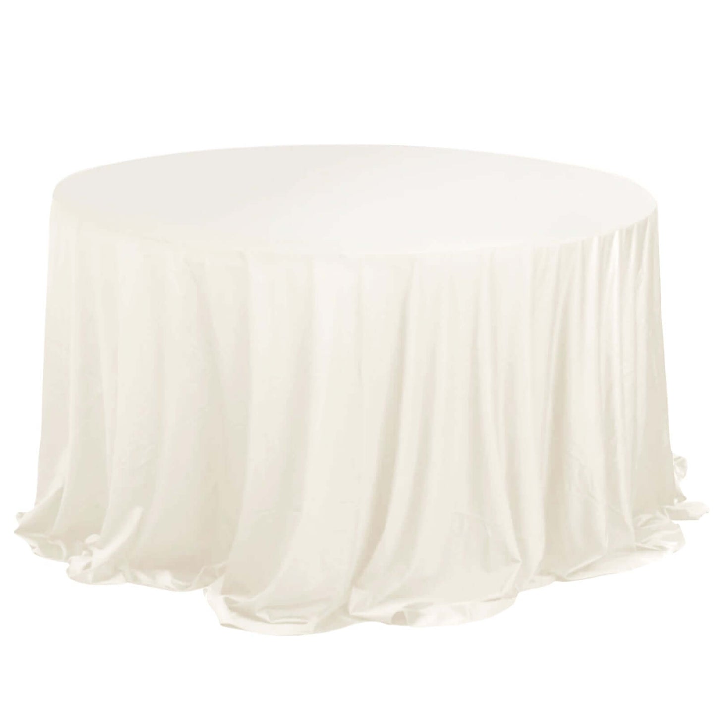 132" Ivory Premium Scuba Wrinkle Free Round Tablecloth, Seamless Scuba Polyester Tablecloth