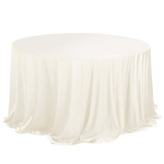 132" Ivory Premium Scuba Wrinkle Free Round Tablecloth, Seamless Scuba Polyester Tablecloth
