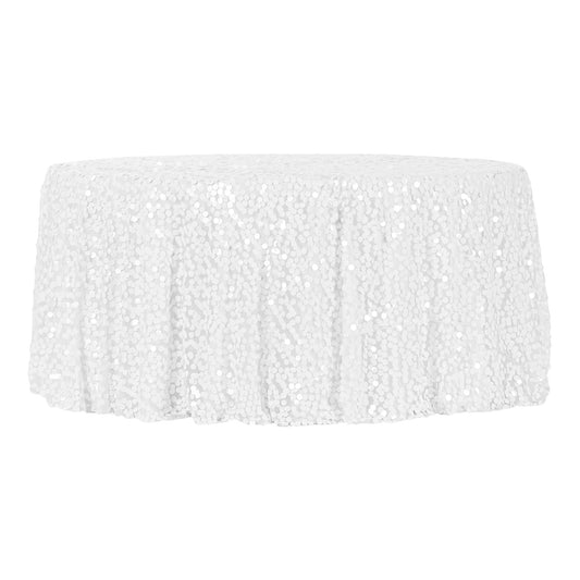 Large Payette Sequin Round 120" Tablecloth - White