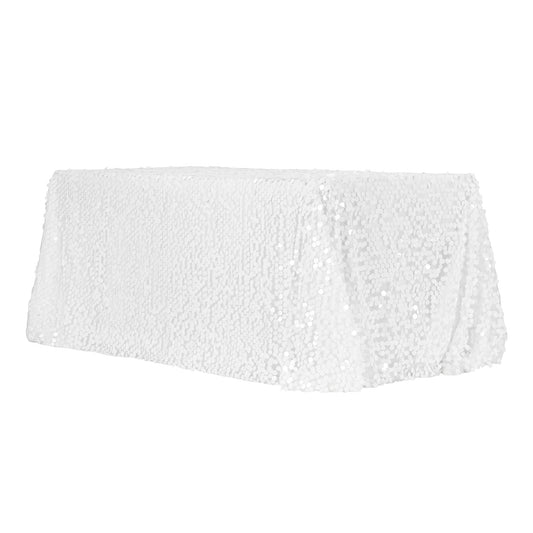 Large Payette Sequin Tablecloth 90"x156" Rectangular - White