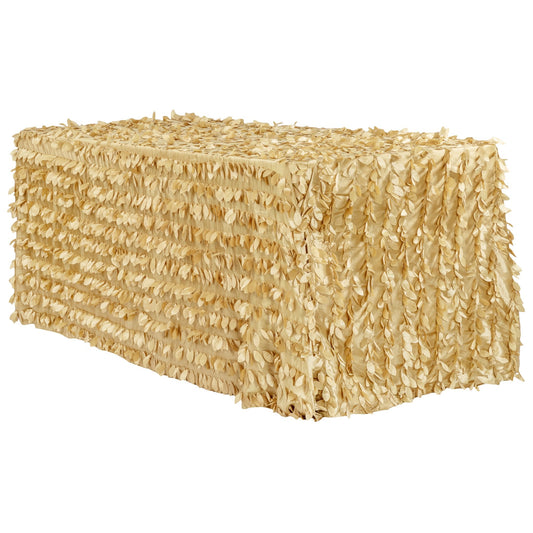 Leaf Petal Taffeta Tablecloth 90"x132" Rectangular - Gold