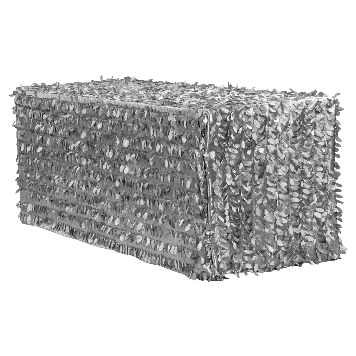Leaf Petal Taffeta Tablecloth 90"x132" Rectangular - Silver