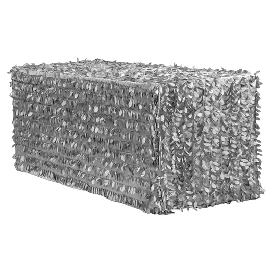 Leaf Petal Taffeta Tablecloth 90"x132" Rectangular - Silver