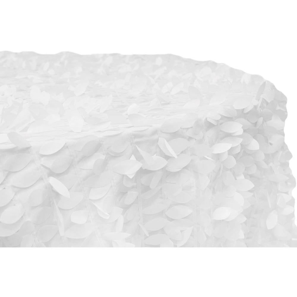 Leaf Petal Taffeta Round 120" Tablecloth - White