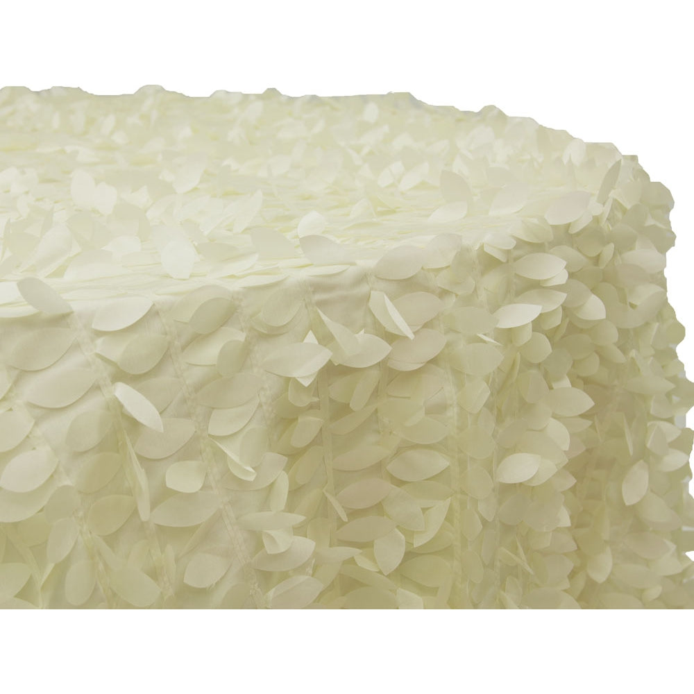 Leaf Petal Taffeta 132" Round Tablecloth - Ivory