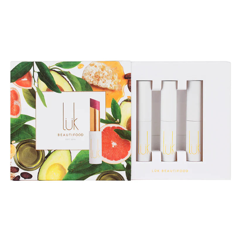Luk Beautifood Lip Nourish Trio Gift Pack - Delicious Soft Nudes + Pinks