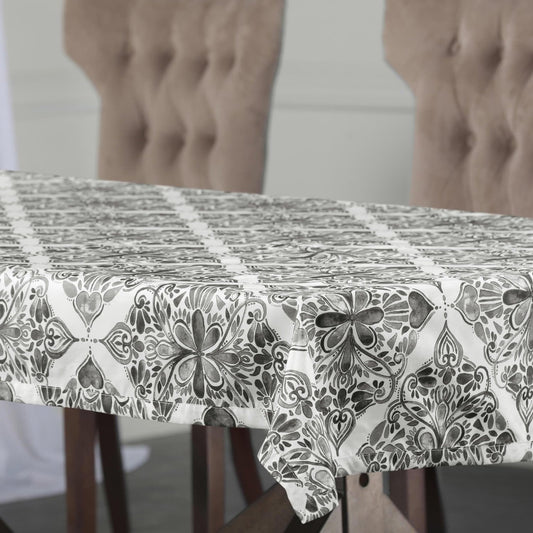 Tiera Grey Designer Faux Silk Taffeta Outdoor Table Cloth