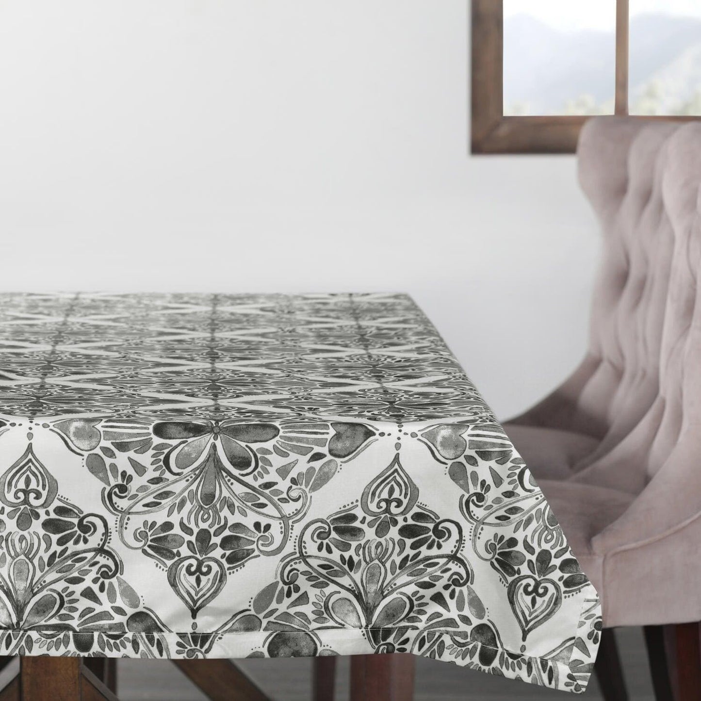 Tiera Grey Designer Faux Silk Taffeta Outdoor Table Cloth