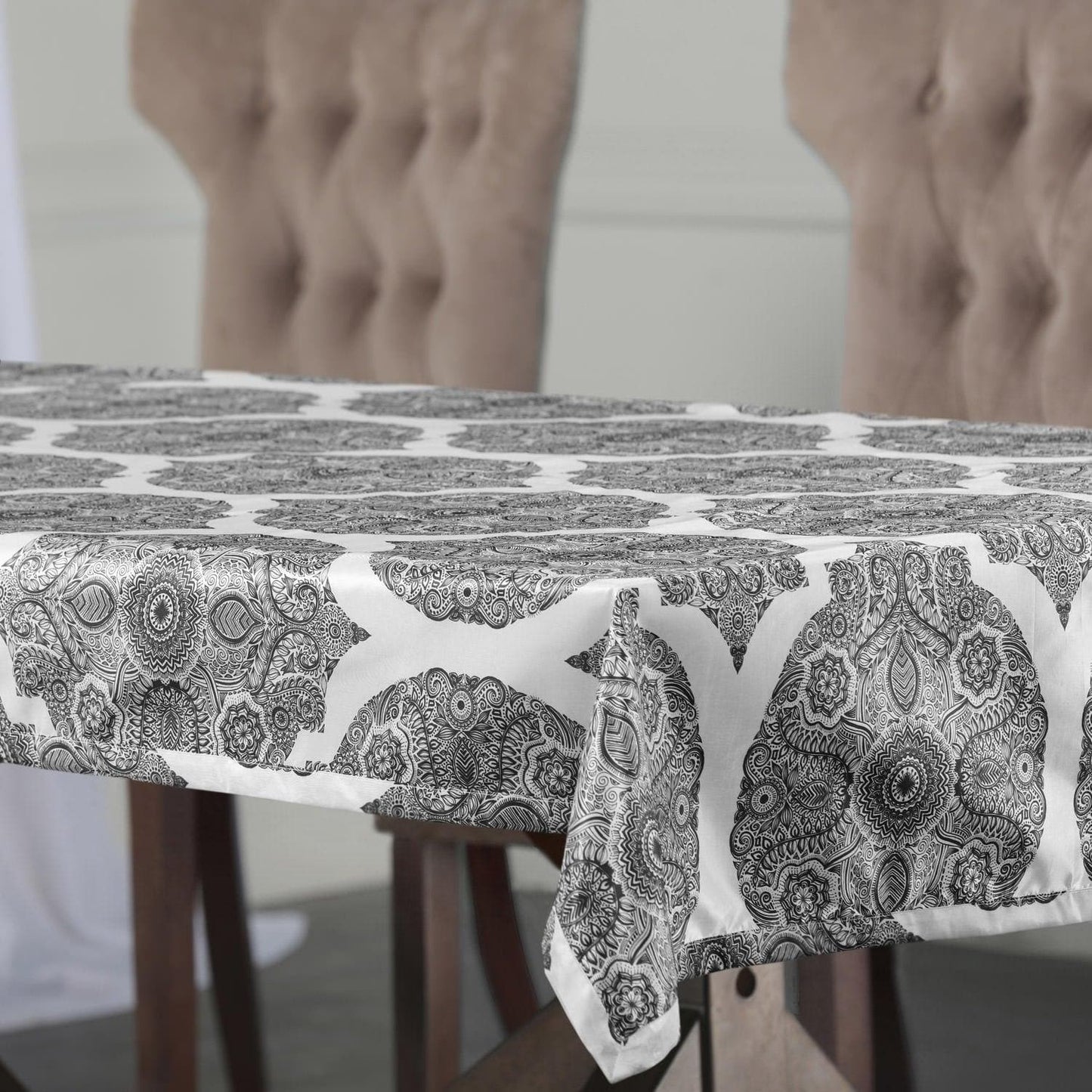 Royal Grey Designer Faux Silk Taffeta Outdoor Table Cloth