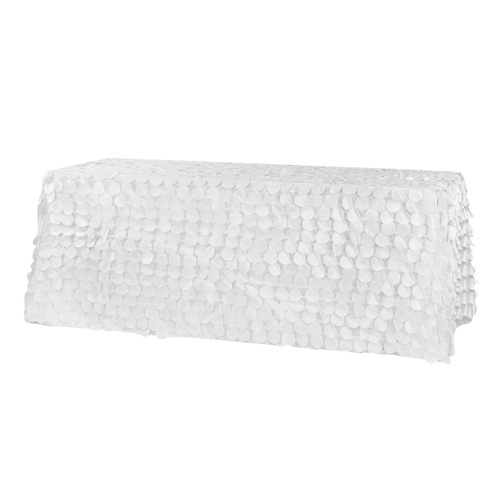 90"x132" Petal Circle Taffeta Rectangular Tablecloth - White