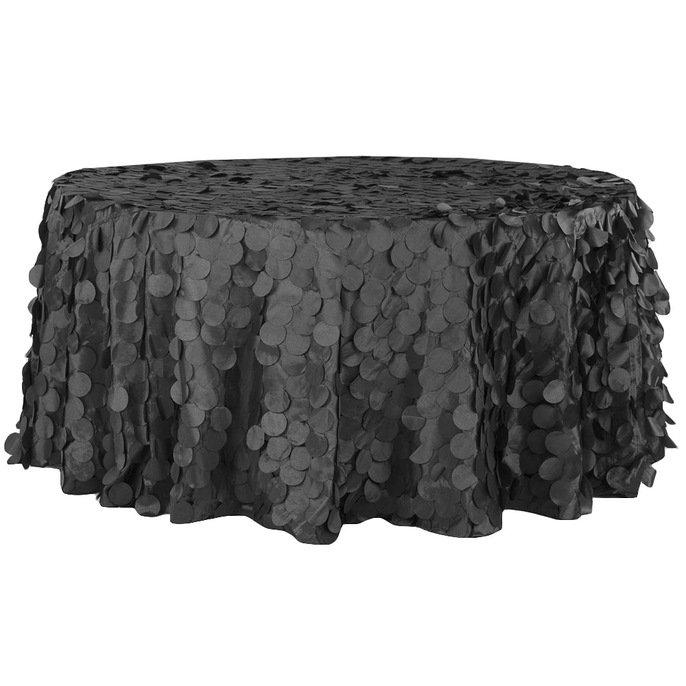 Petal Circle Taffeta 132" Round Tablecloth - Black