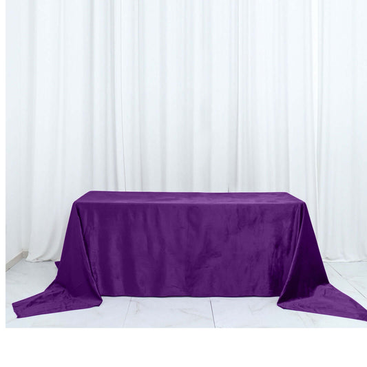 Purple Seamless Premium Velvet Rectangle Tablecloth, Reusable Linen 90"x156"