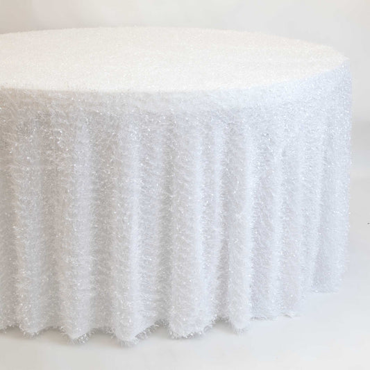Flurries 120" Round Tablecloth - White