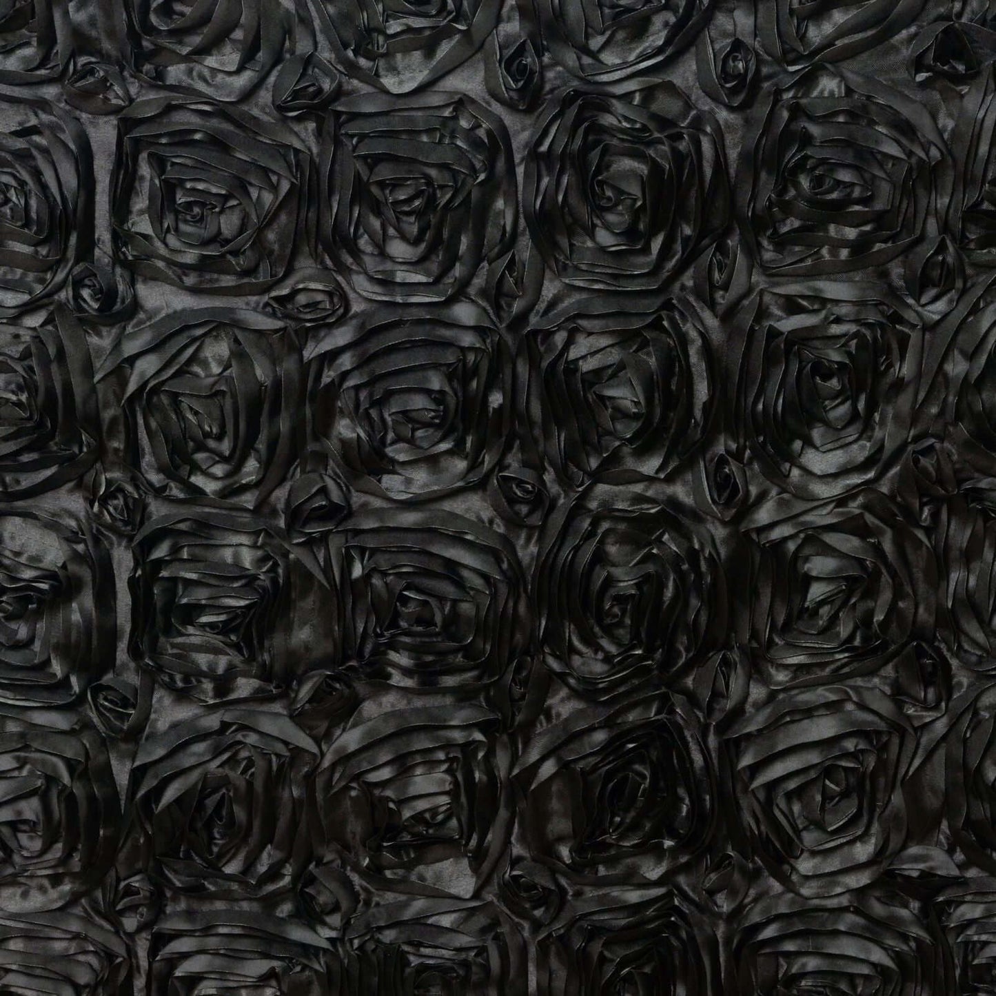 Black Rosette 3D Satin Table Skirt 17ft