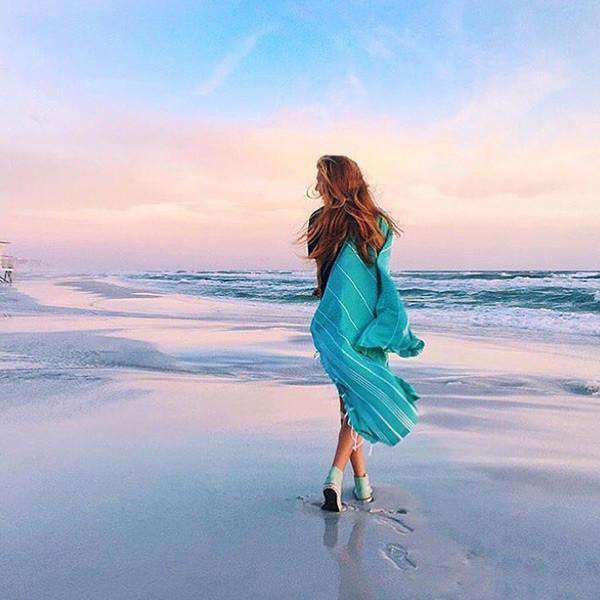 Seafoam Classic Stripes Towel by Sand Cloud