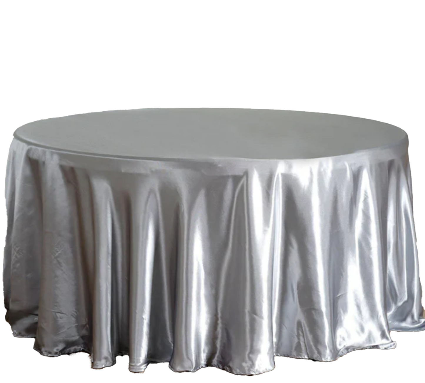 Silver Satin Round Tablecloth