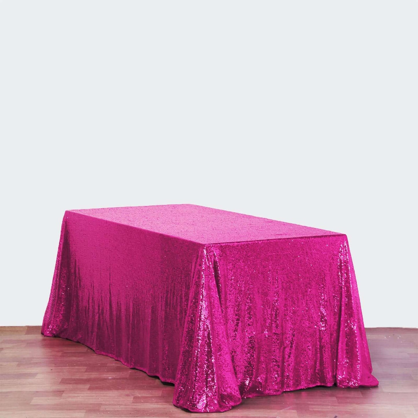 Fuchsia Seamless Premium Sequin Rectangle Tablecloth 90"x132"
