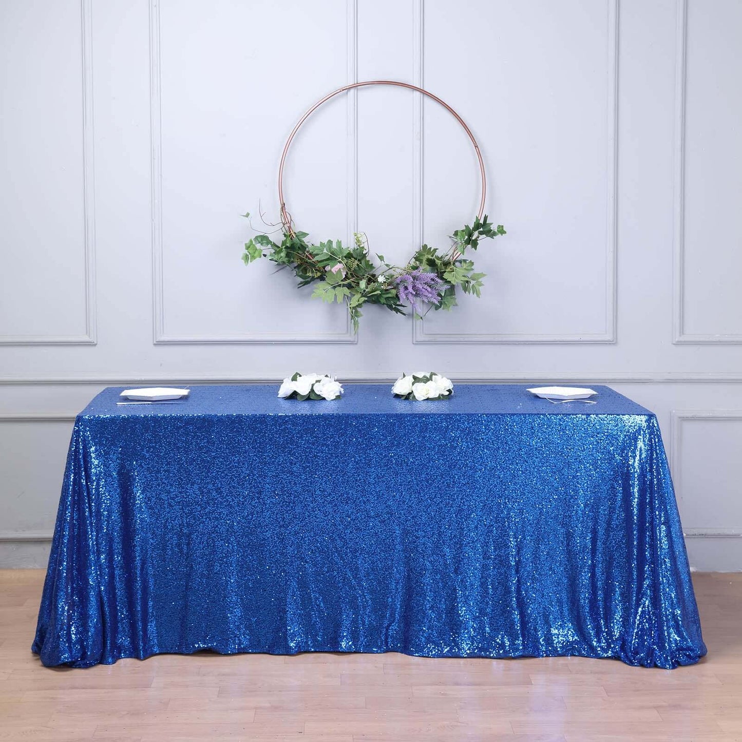 Royal Blue Seamless Premium Sequin Rectangle Tablecloth 90"x132"