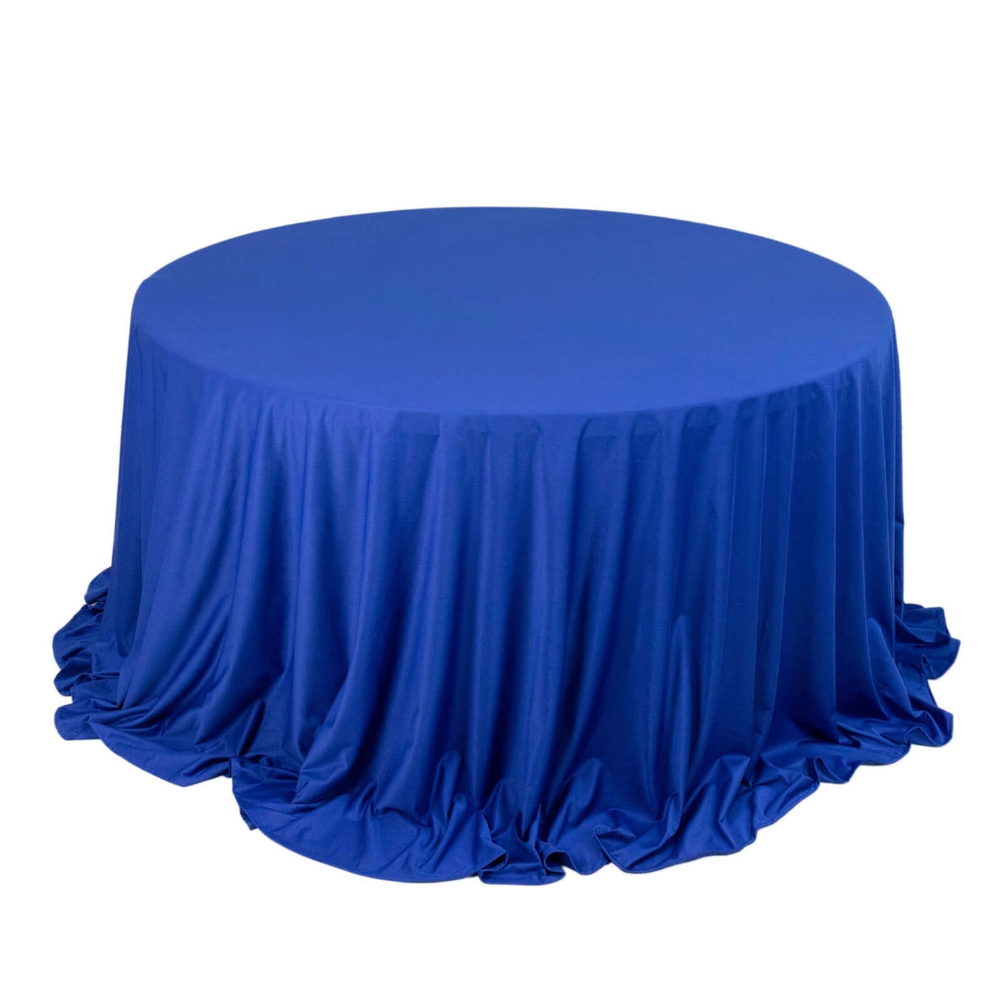 132" Royal Blue Premium Scuba Wrinkle Free Round Tablecloth, Seamless Scuba Polyester Tablecloth