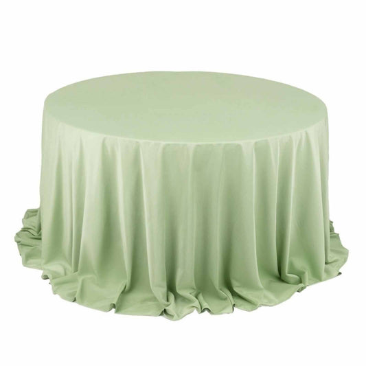 132" Sage Green Premium Scuba Wrinkle Free Round Tablecloth, Seamless Scuba Polyester Tablecloth
